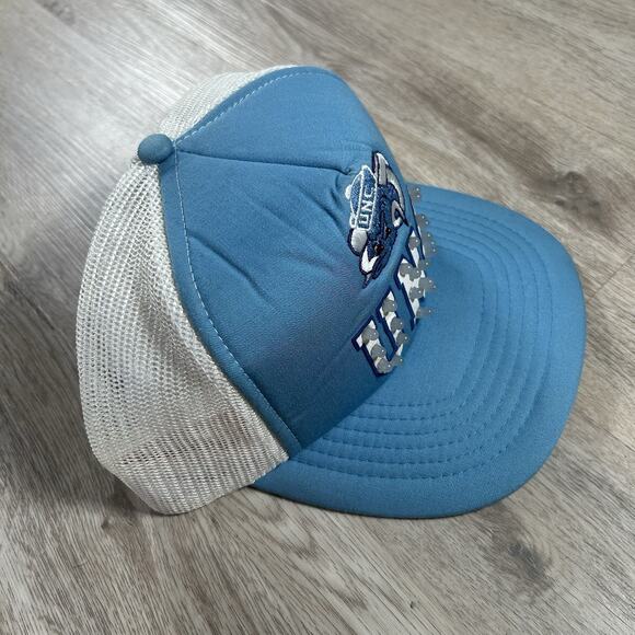 Vintage UNC North Carolina Tar Heels Snapback Hat Light Up Blue White Trucker - Picture 8 of 9